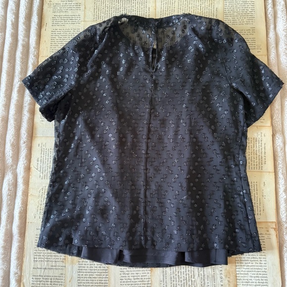 Madewell Couture Black Sheer Goth Short Sleeve Blouse, Size M - Picture 6 of 9